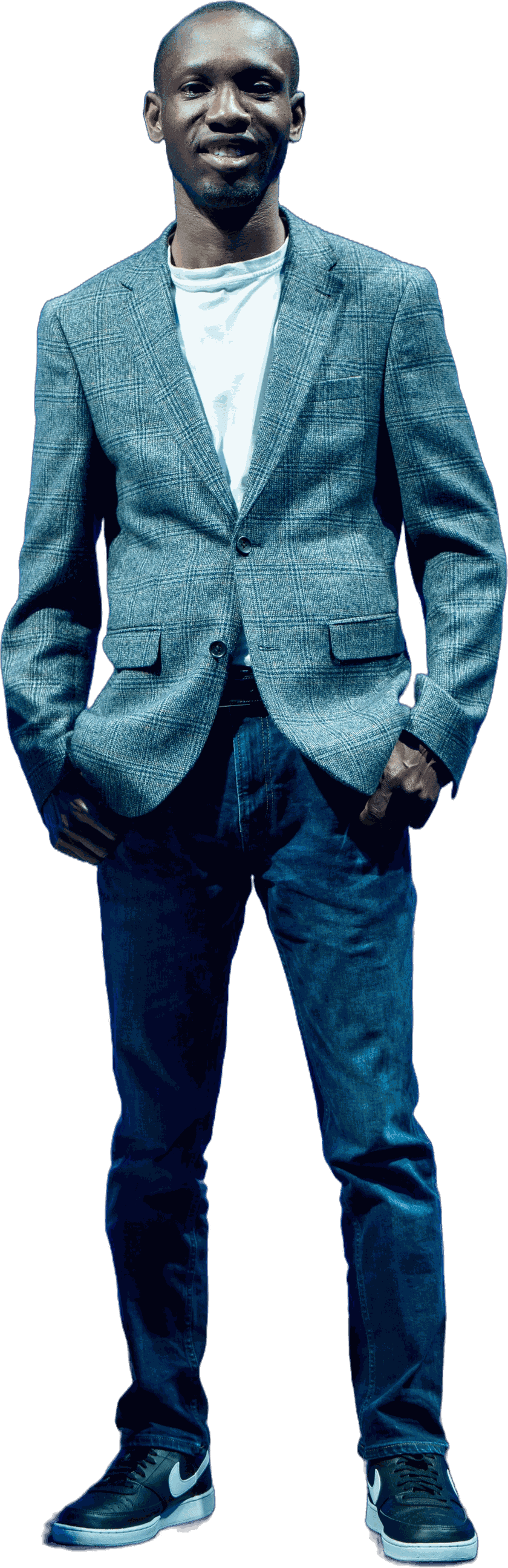 Olushola Oladipupo, full-body portrait on stage at AWS Summit London